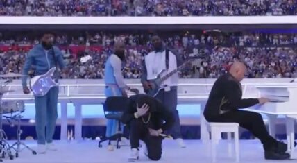 Eminem takes a knee at the Super Bowl after NFL told him not to