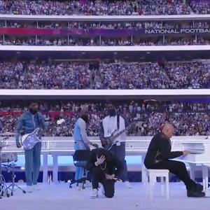 Eminem takes a knee at the Super Bowl after NFL told him not to