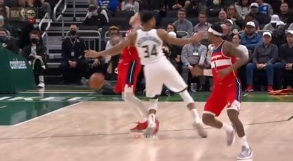 Giannis knocked the wind out of Kyle Kuzma