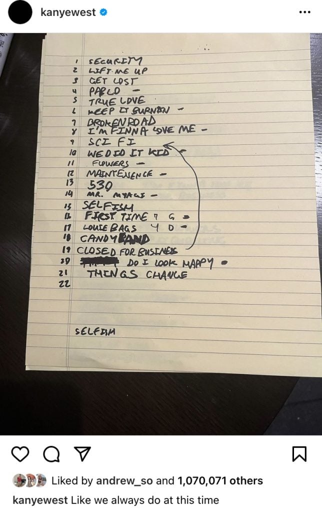 Kanye West unveils "Donda 2" tracklist