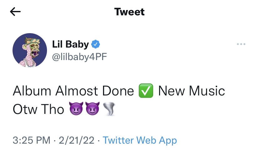 Lil Baby says his new album is almost done