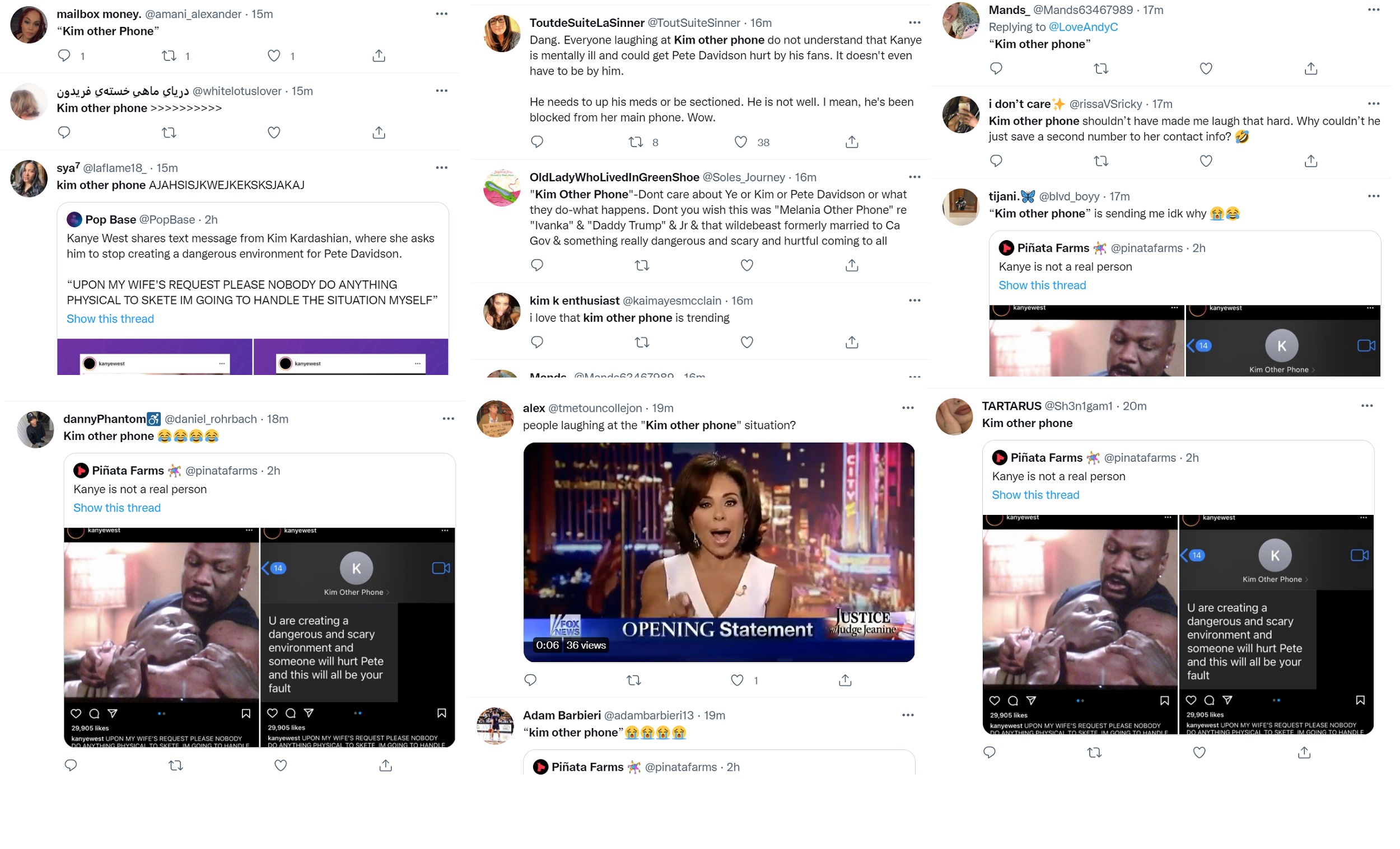 Kanye West has Kim Other Phone trending on Twitter