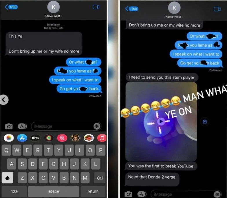 Soulja Boy shares Kanye West text threatening him and asking for a verse