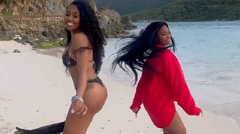 Yung Miami dances to Ashanti with JT on an island for her birthday