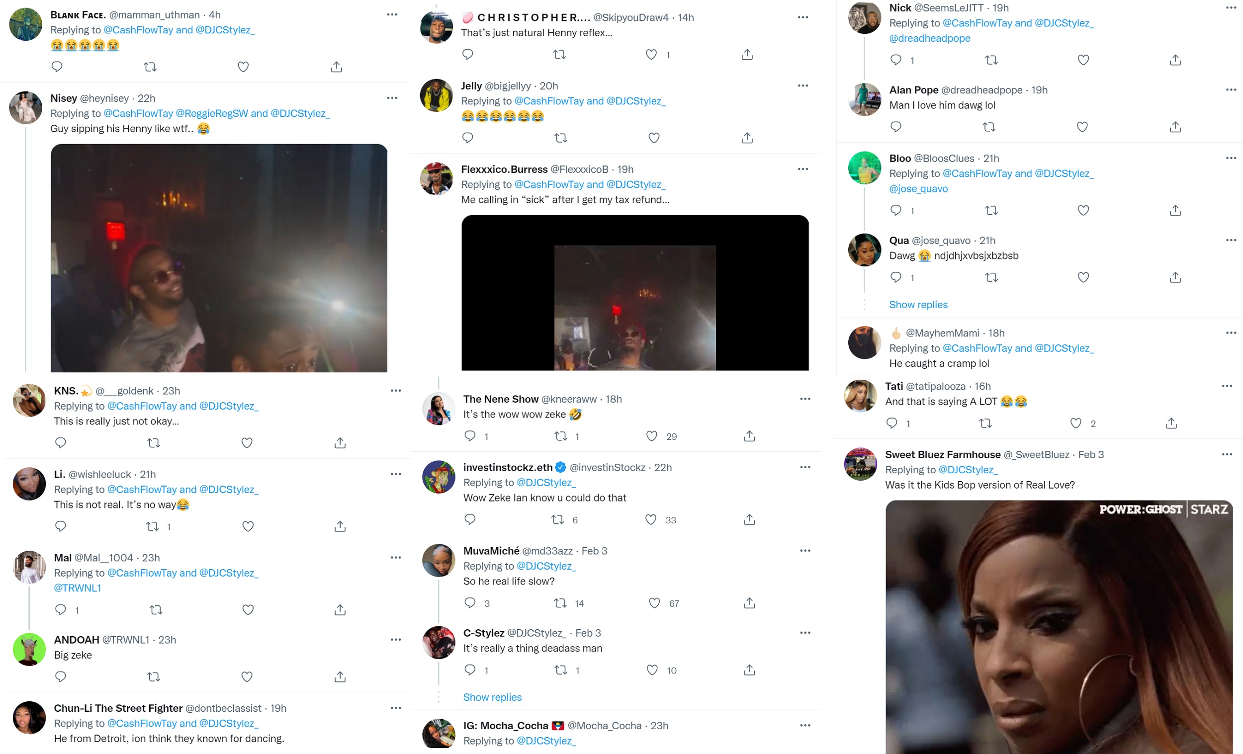 Zeke from Power gets roasted for dancing to his own song in the club