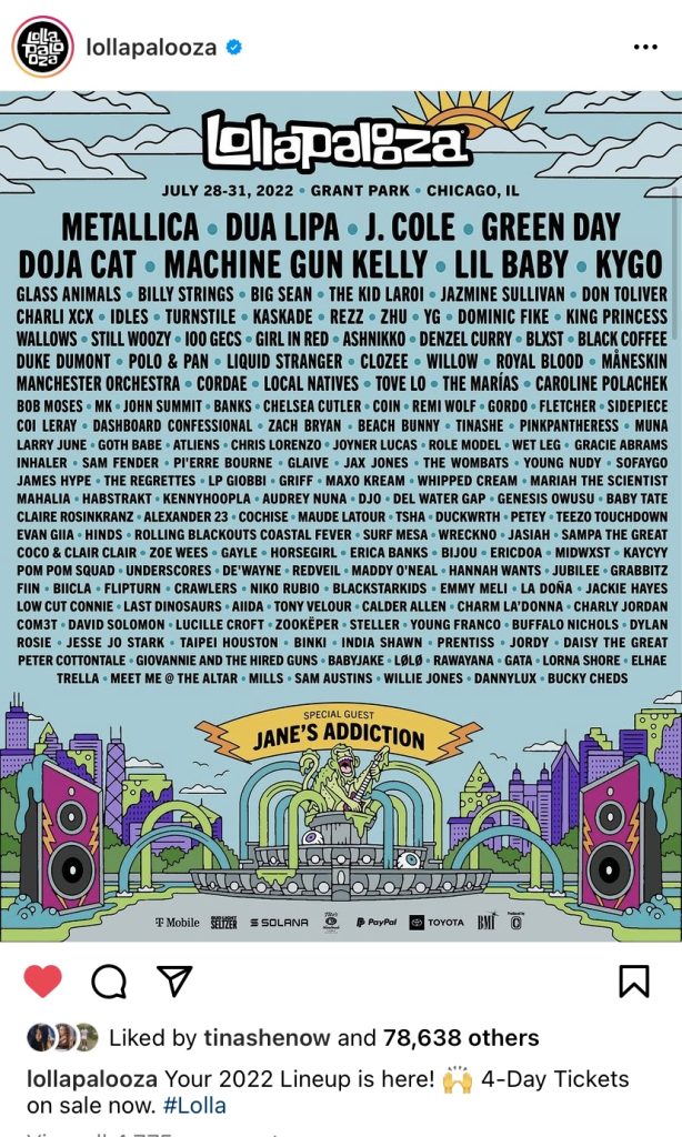 Lollapalooza reveals 2022 festival lineup 