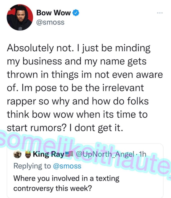 Bow Wow denies being the man Jayda was texting