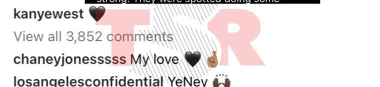 Chaney Jones calls Kanye West my love in IG comments