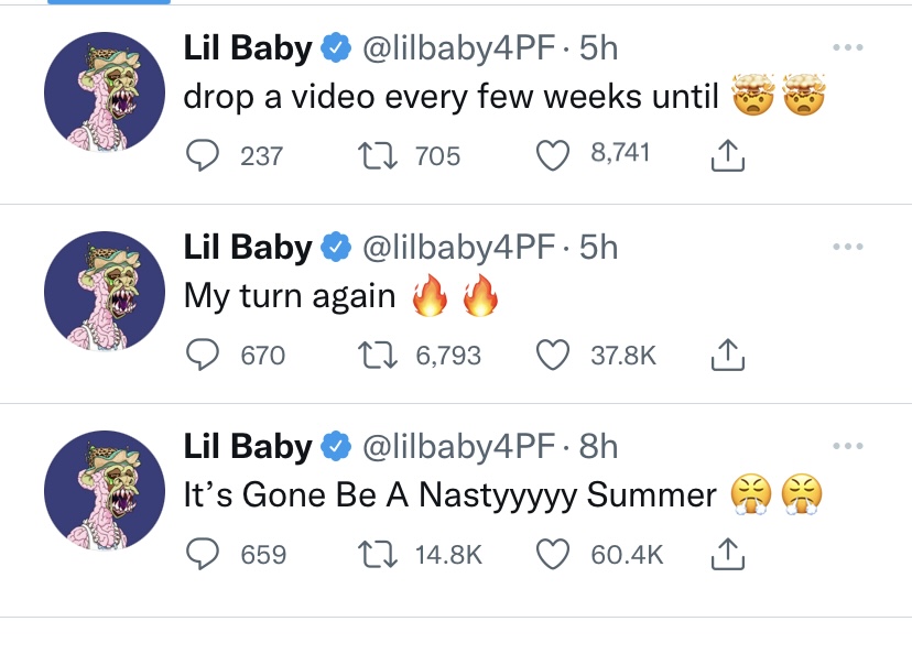 Lil Baby hints at new album arriving in the summer