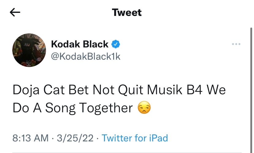Kodak Black wants a Doja Cat collaboration 