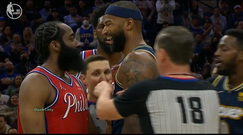 DeMarcus Cousins laughs at James Harden when he tries to fight him