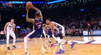 Giannis forces overtime by drawing wild offensive foul vs Kevin Durant