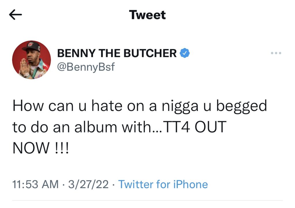 Benny The Butcher says Freddie Gibbs begged for collab album