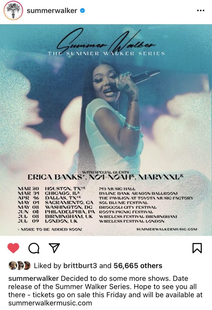 Summer Walker announces new concert dates