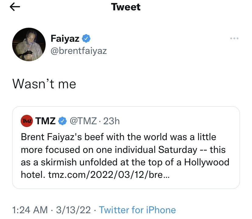Brent Faiyaz denies getting into fight at LA rooftop lounge