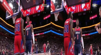 Isaiah Stewart asks ref to call tech after Rui Hachimura dunks on him