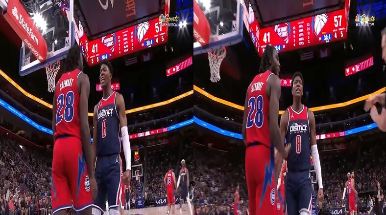 Isaiah Stewart asks ref to call tech after Rui Hachimura dunks on him