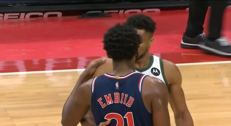 Joel Embiid and Giannis almost fight after Giannis' game winning block