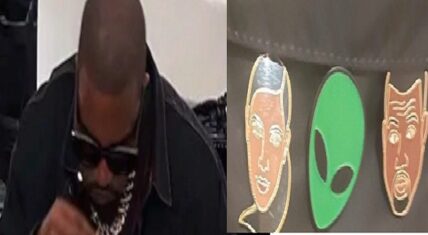 Kanye West is upset that North has an alien pin on her backpack