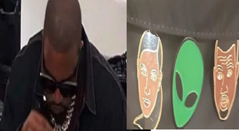 Kanye West is upset that North has an alien pin on her backpack