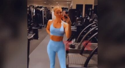 Khloe Kardashian looks extremely skinny in gym video