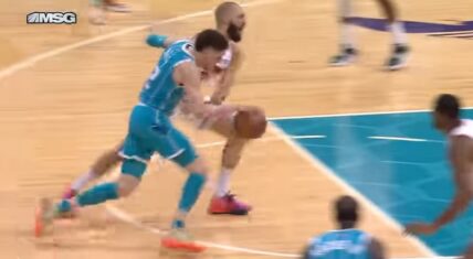 LaMelo Ball pokes Evan Fournier in the eye