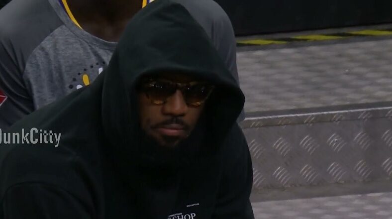 LeBron James looks frustrated with Russell Westbrook's play
