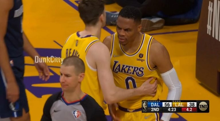 Russell Westbrook chases down the ref after not getting foul call