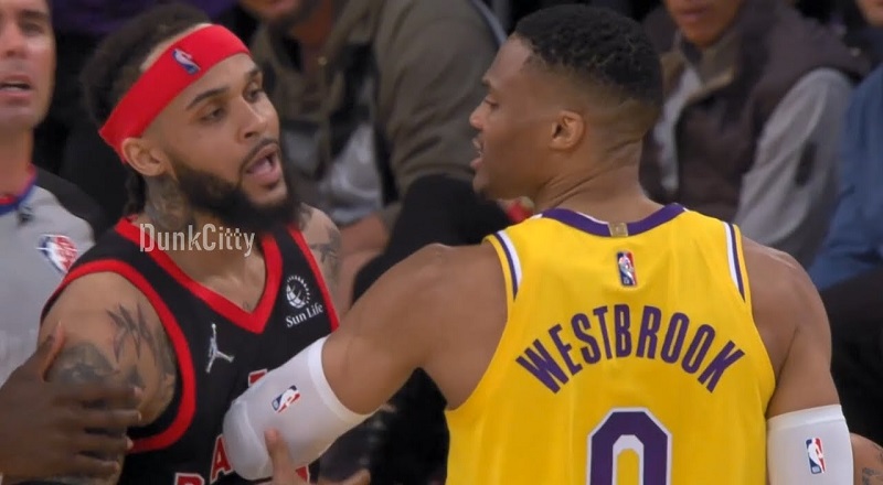 Russell Westbrook confronts Gary Trent Jr for shoving Austin Reaves