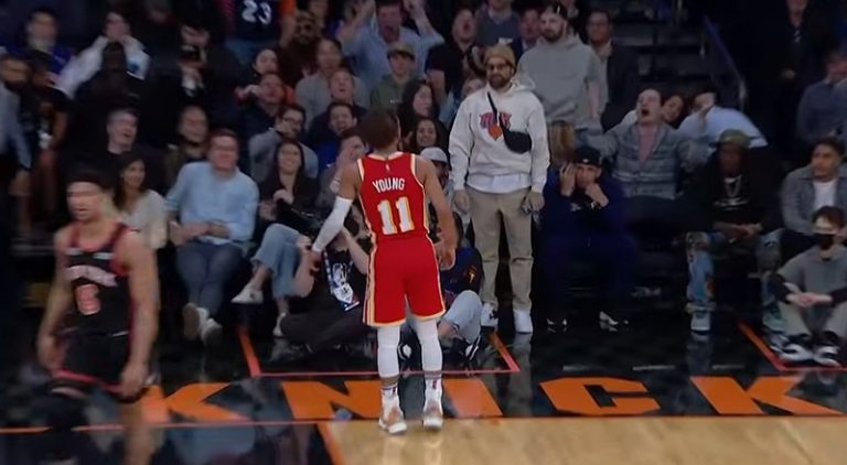 Trae Young tells Knicks crowd to calm down after making buzzer beater