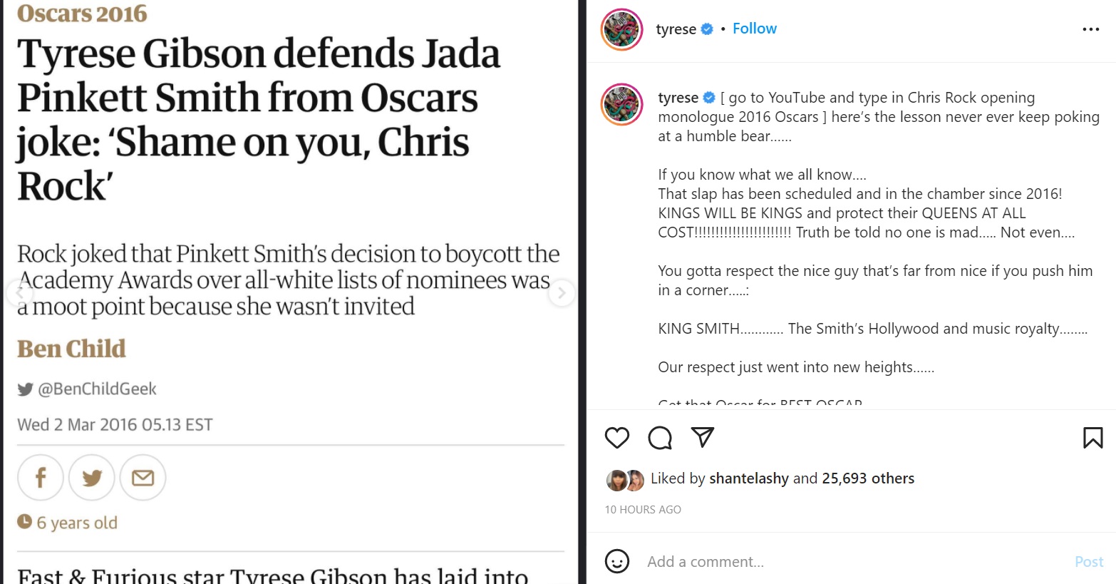 Tyrese said Will Smith wanted to smack Chris Rock since 2016 Oscars