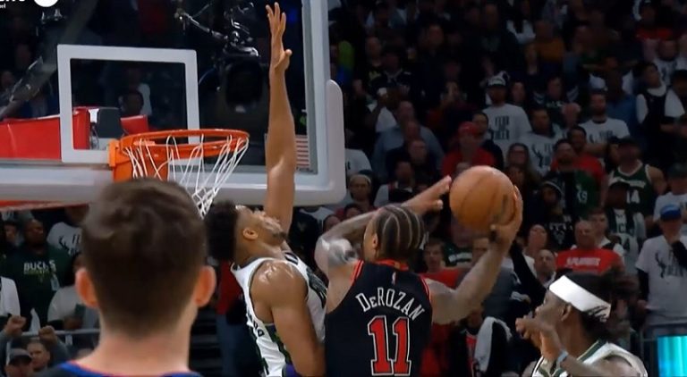 DeMar DeRozan takes tough contact from Giannis to make game winner