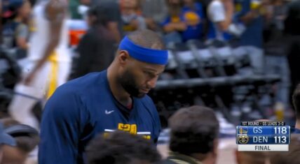 DeMarcus Cousins looks sad as Draymond Green celebrates Game 3 win