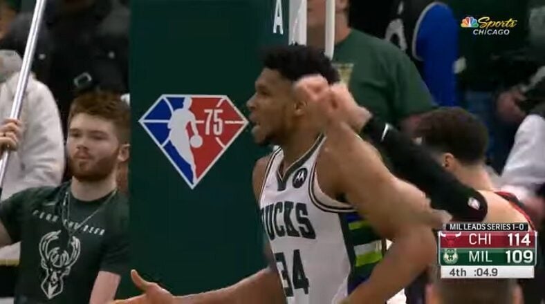 Giannis Antetokounmpo commits offensive foul after DeRozan clutch shot