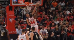 Grayson Allen blocks Patrick Williams' dunk attempt