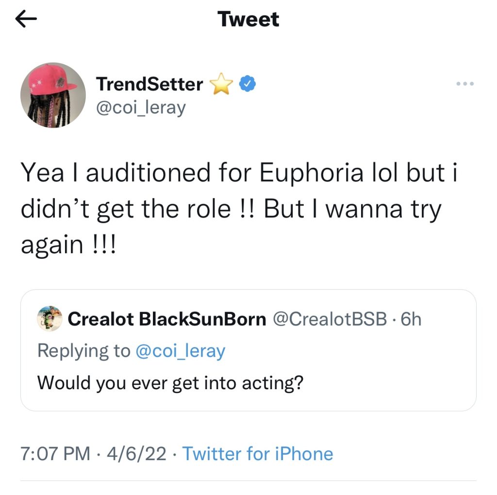 Coi Leray says she tried to audition for "Euphoria"