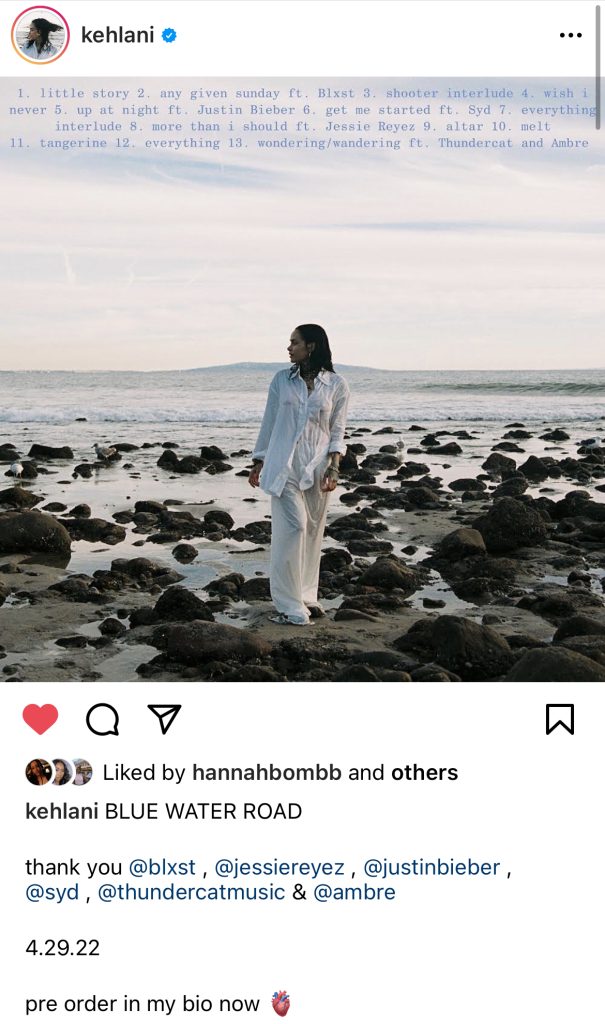 Kehlani reveals "Blue Water Road" tracklist