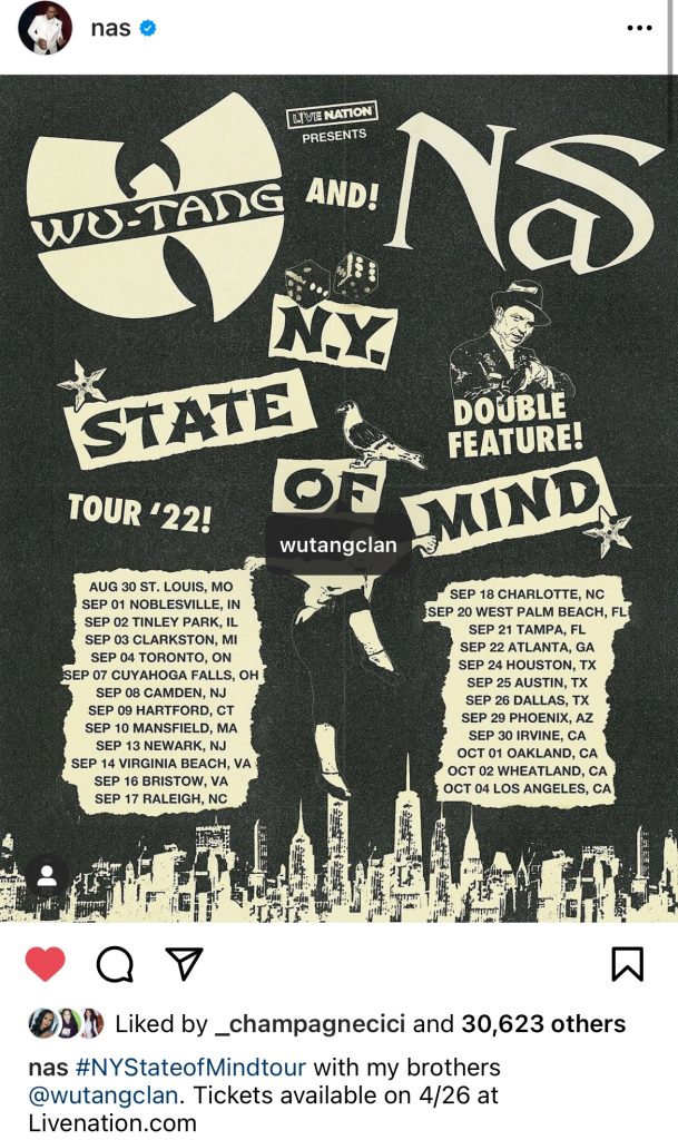 Nas and Wu-Tang Clan announce "NY State Of Mind Tour"