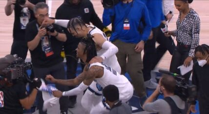 Ja Morant dances on Timberwolves logo after the Grizzlies won Game 6