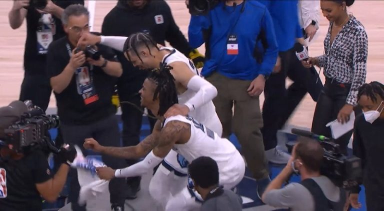 Ja Morant dances on Timberwolves logo after the Grizzlies won Game 6