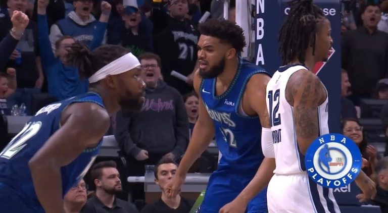 Karl-Anthony Towns talks trash to Ja Morant after power dunk