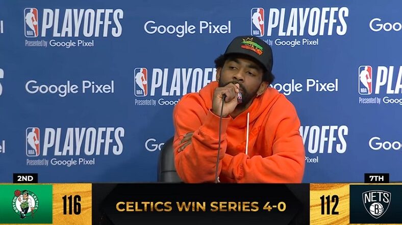 Kyrie Irving dragged for postgame interview after Nets got swept