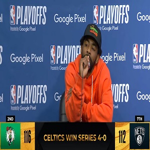 Kyrie Irving dragged for postgame interview after Nets got swept by Celtics