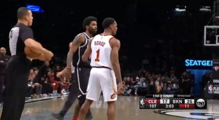 Kyrie Irving pushes Rajon Rondo after tough defensive move