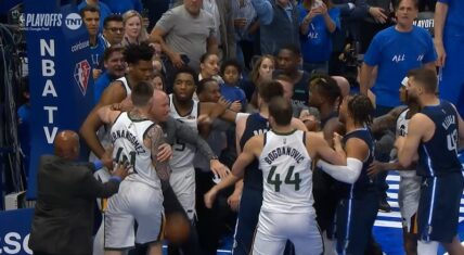 Luka Doncic tries to dunk on Hassan Whiteside and they almost fight