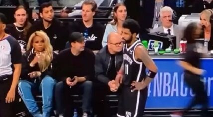 Mary J Blige yells at Kyrie Irving courtside to step it up