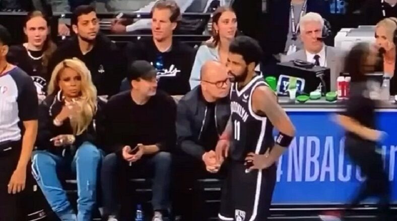 Mary J Blige yells at Kyrie Irving courtside to step it up