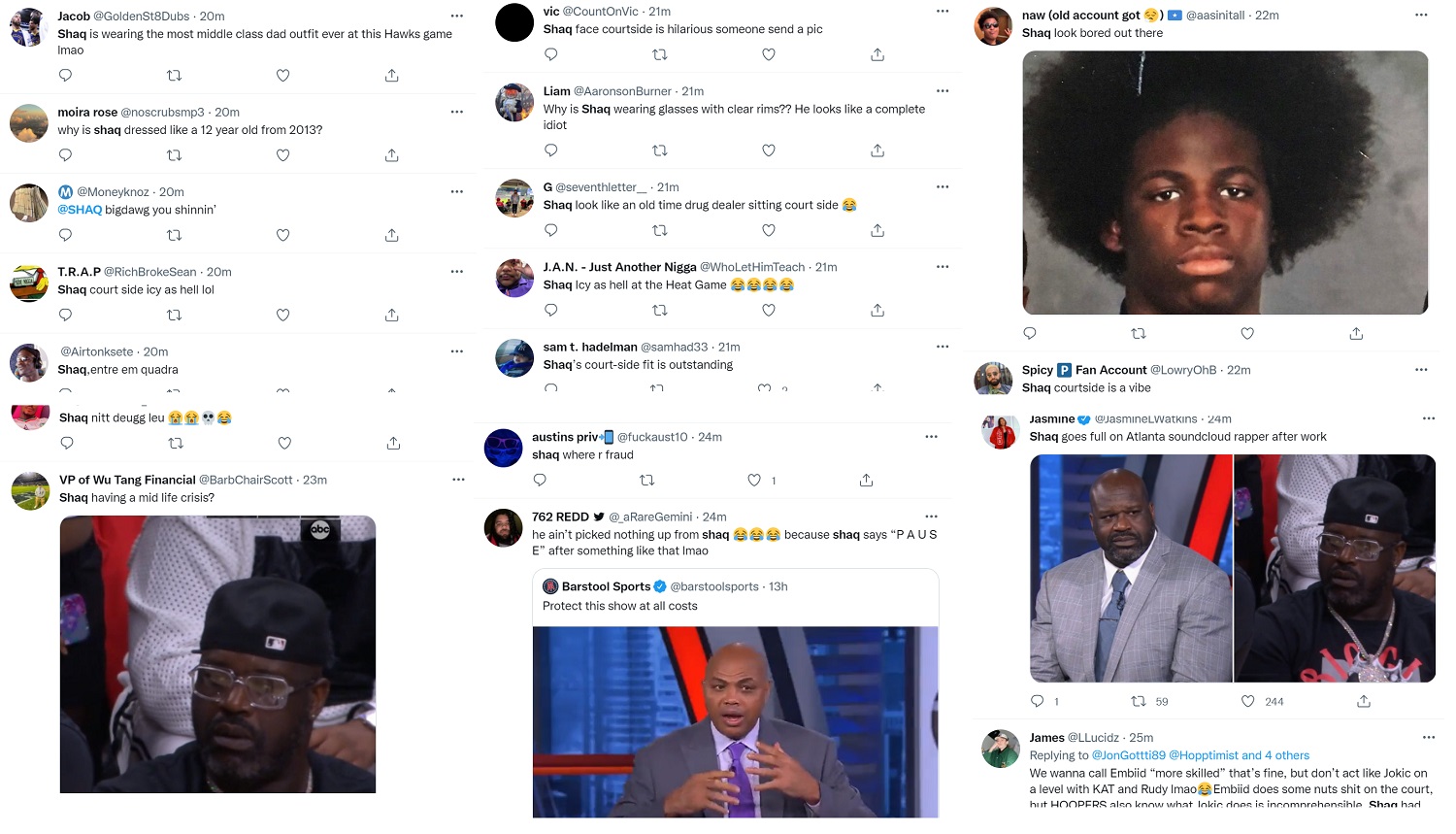 Shaq owns Twitter with iced out look at Hawks - Heat game