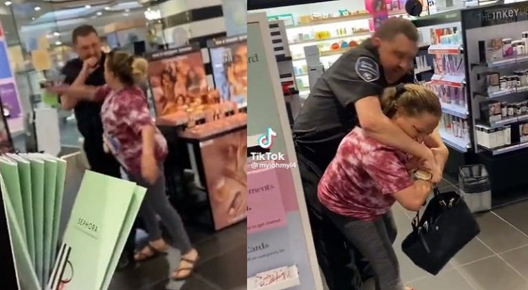 White woman slaps cop in Sephora and bites him but plays victim