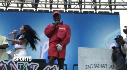 Antonio Brown performs at Gunna's weed strain event in LA